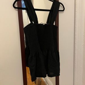 Madewell Texture and thread black peplum top